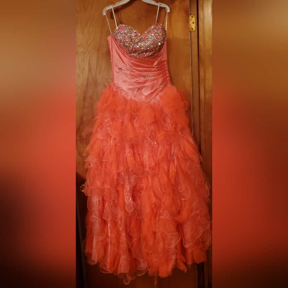 Orange & Pink Full Prom Gown